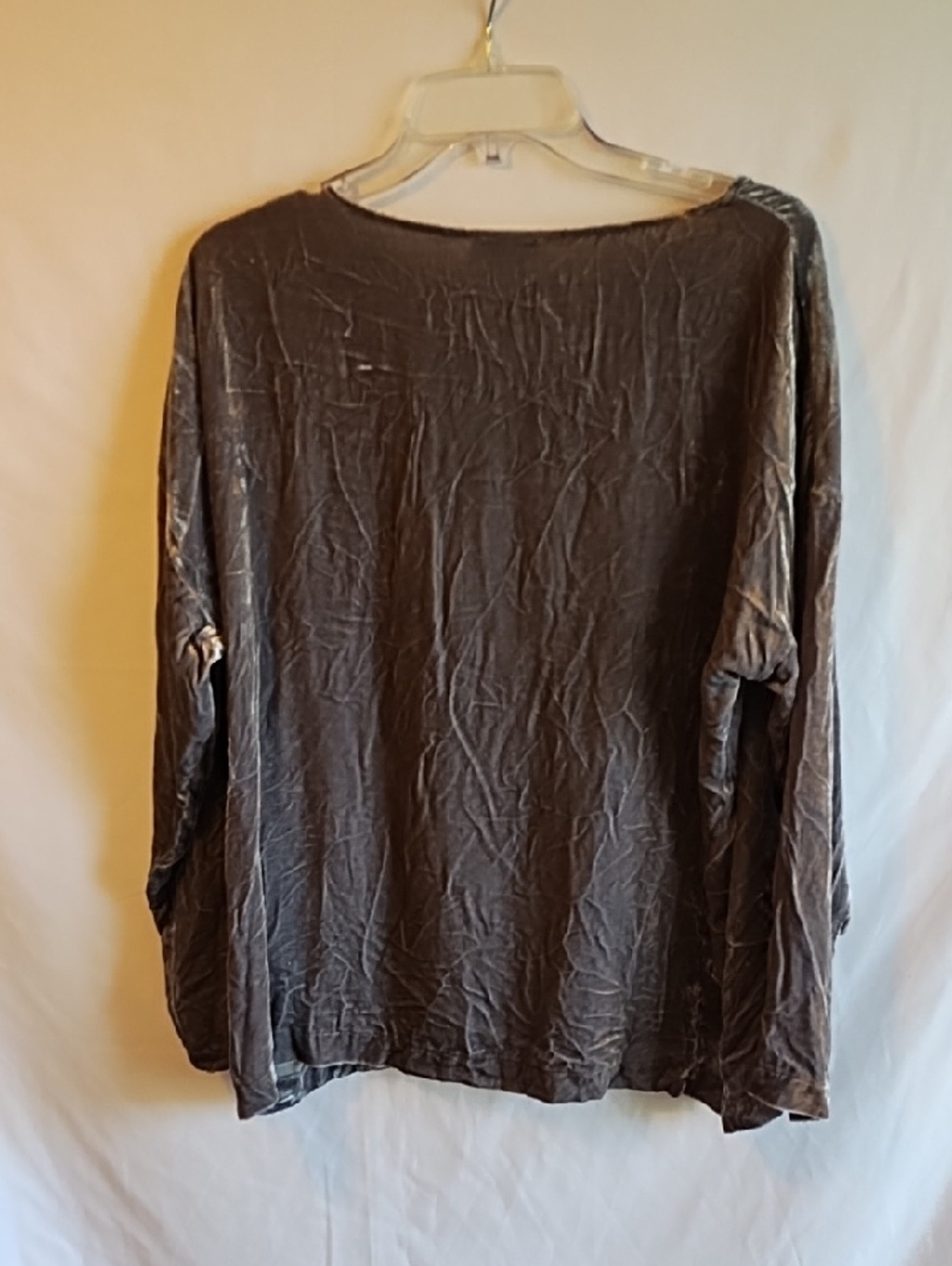 Crushed Textured Long Sleeve Top - Pewter - Picture 3 of 6